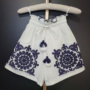 NWT Greek Design by Lace Embroidered High-Waisted Shorts Sz S